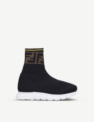 FENDI - FF-logo panel knit trainers 3-7 years