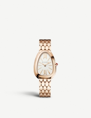 BVLGARI - SPP33WGG Serpenti Seduttori 18ct pink-gold watch | Selfridges.com