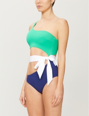 navy green swimsuit