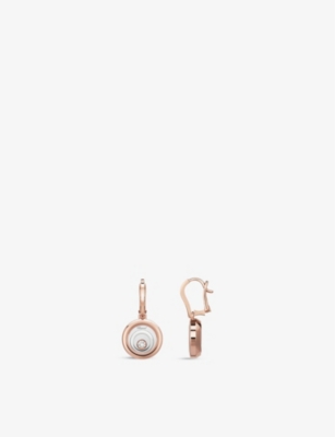 Shop Chopard Womens White/rose Gold Happy Spirit 18ct Rose And White-gold And Diamond Earrings