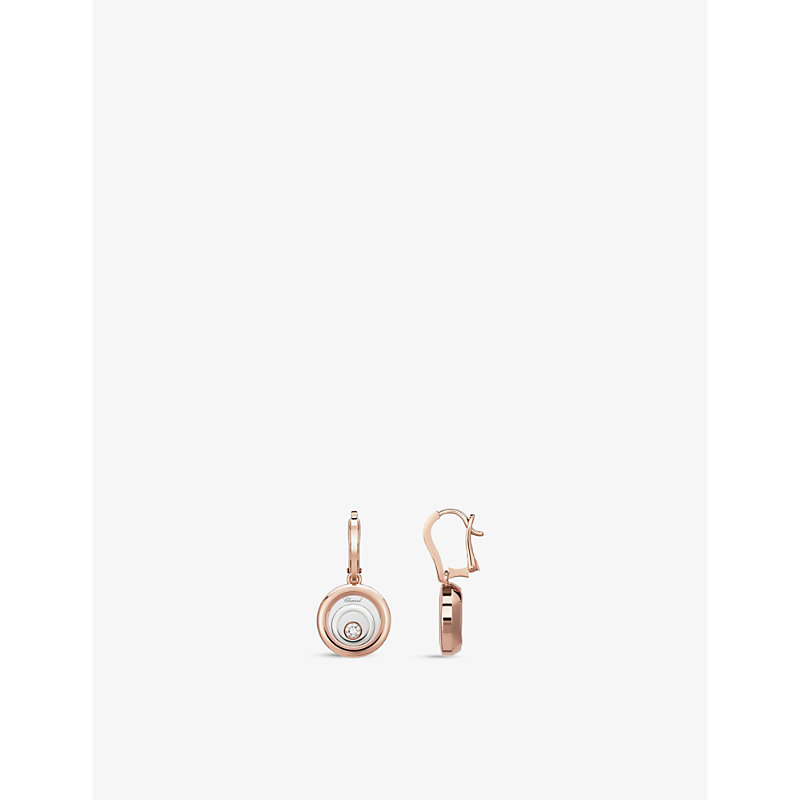 Shop Chopard Womens White/rose Gold Happy Spirit 18ct Rose And White-gold And Diamond Earrings
