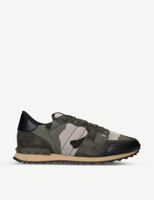 VALENTINO GARAVANI: Full leather camouflage trainers