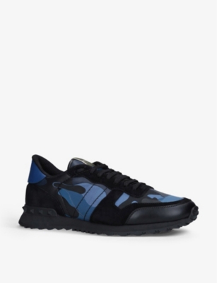 VALENTINO GARAVANI Studded camouflage-print leather trainer