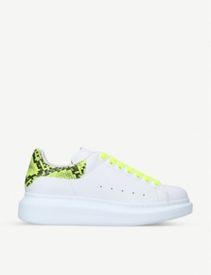 neon python-embossed leather trainers 
