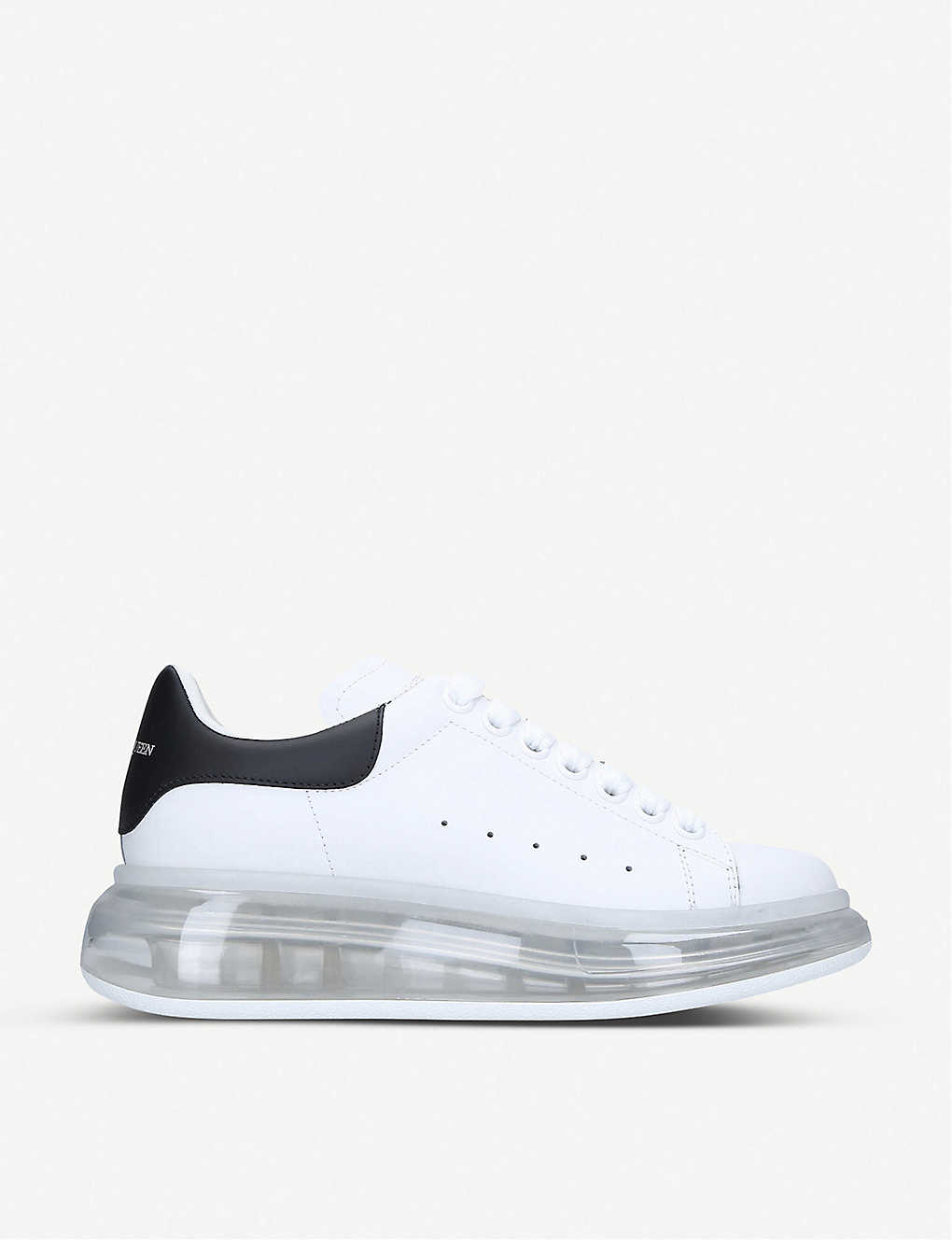 Shop Alexander Mcqueen Womens White/blk Ladies Runway Transparent-sole Leather Trainers