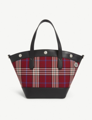 MULBERRY Camden tartan check small canvas tote Selfridges