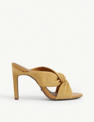 REISS - Ella leather twist front heeled mules | Selfridges.com