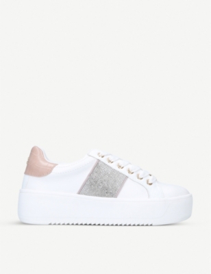 kurt geiger white platform trainers