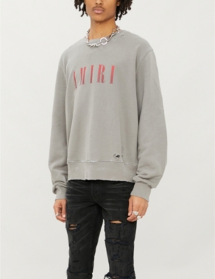 Amiri Logo-print Cotton-jersey Sweatshirt In Grey Red