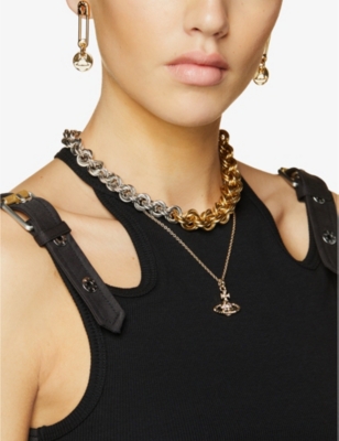 Shop Vivienne Westwood Jewellery Ladies Crystal Ab Gold Animal Print Mayfair Orb Necklace, Size: 47cm