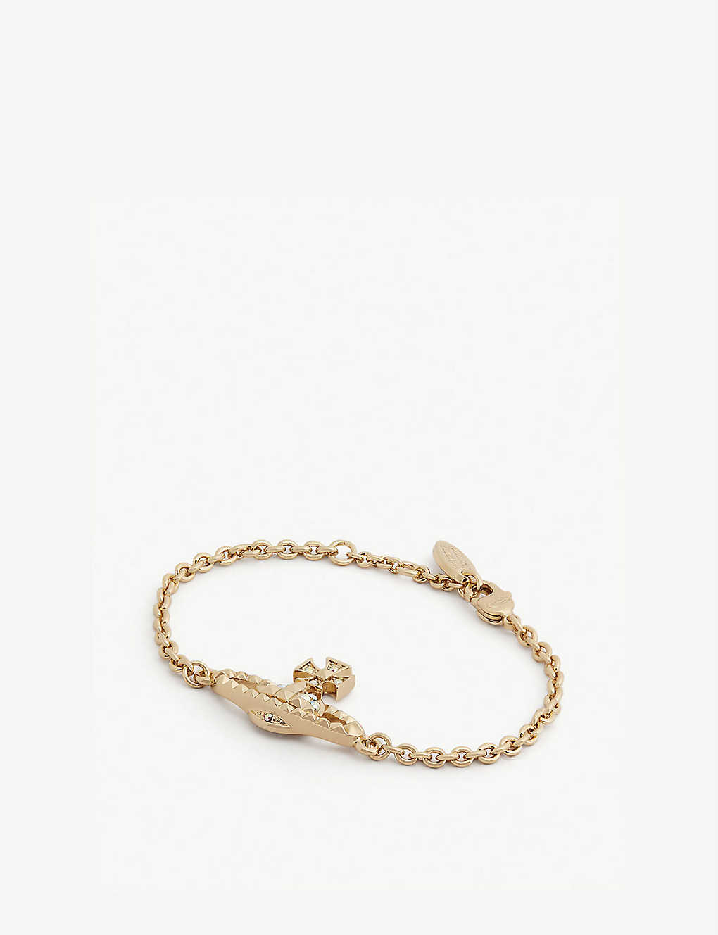Vivienne Westwood Jewellery Mayfair Orb Yellow Gold-toned Brass Chain Bracelet In Crystal Ab/gold