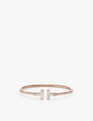 Tiffany & Co Womens Rose Gold Tiffany T 18ct Rose-gold And Mother-of-pearl Bracelet