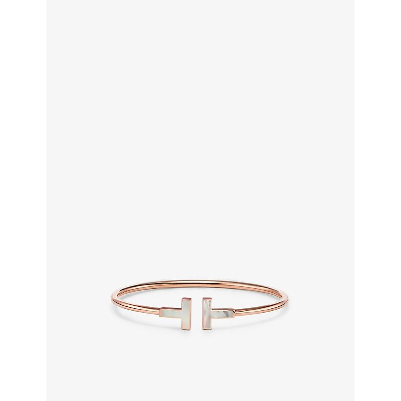 Tiffany & Co Womens Rose Gold Tiffany T 18ct Rose-gold And Mother-of-pearl Bracelet
