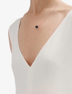TIFFANY & CO: Tiffany T 18ct rose-gold, onyx and 0.05ct diamond pendant necklace