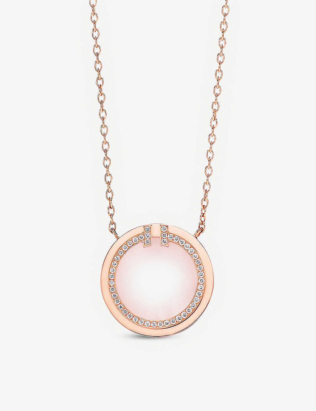 Tiffany & Co Womens Rose Gold Tiffany T Circle 18ct Rose-gold, Opal And 0.05ct Diamond Pendant Neckl