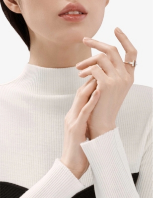 TIFFANY & CO: Tiffany T Square 18ct rose-gold and mother-of-pearl ring