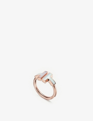Tiffany & Co Womens Rose Gold Tiffany T Square 18ct Rose-gold And Mother-of-pearl Ring