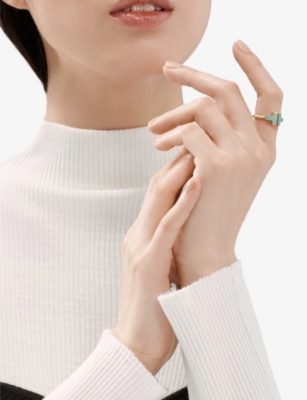 TIFFANY & CO: Tiffany T Square 18ct rose-gold and tuquoise ring