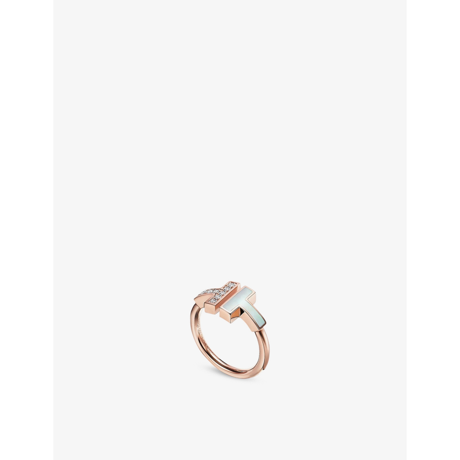 Tiffany & Co. T 18ct Rose Gold Mother-of-Pearl and 0.07ct Diamond Ring