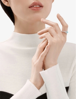 TIFFANY & CO: Tiffany T 18ct white-gold, turquoise and 0.07ct diamond ring