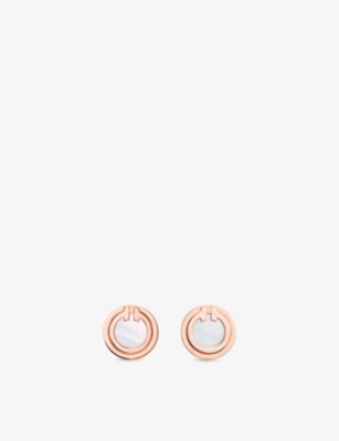 Tiffany & Co Tiffany T 18ct Rose-gold And Mother-of-pearl Earrings In Rose Gold
