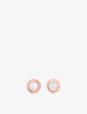 TIFFANY & CO: Tiffany T 18ct rose-gold and mother-of-pearl earrings