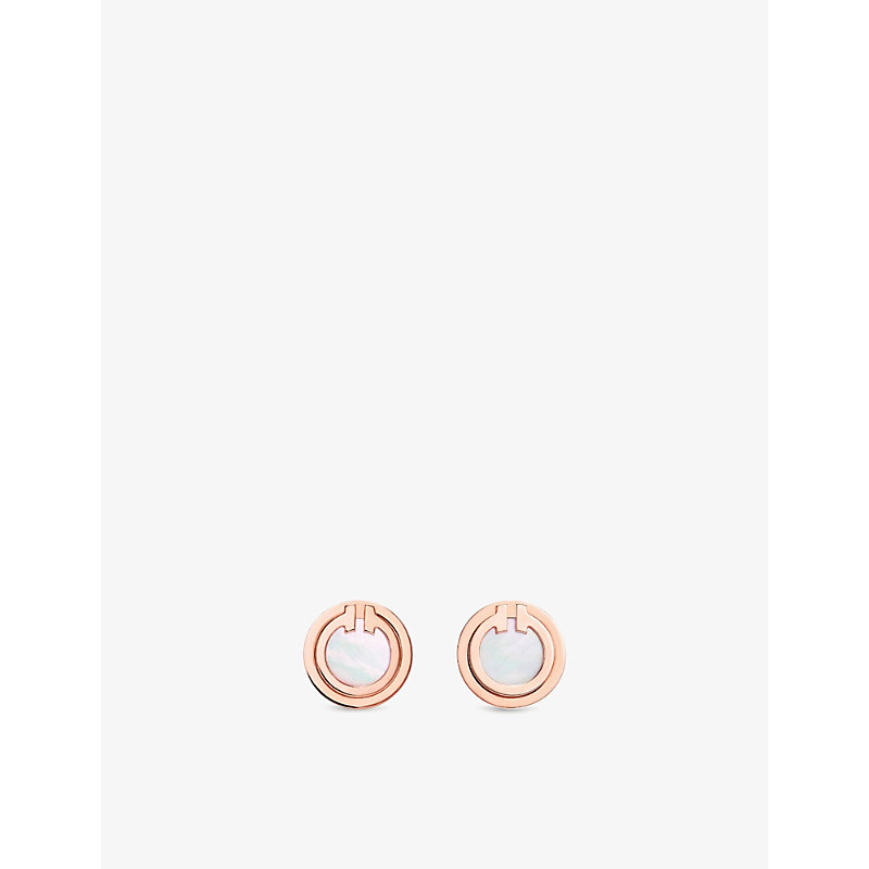 Tiffany & Co Tiffany T 18ct Rose-gold And Mother-of-pearl Earrings In Rose Gold