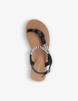 Shop Carvela Womens Black Klipper Leather Sandals