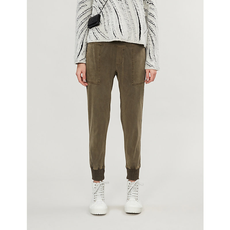 Shop James Perse Faded Cotton Jogging Bottoms In Army Green Pigment