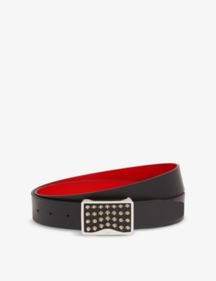 CHRISTIAN LOUBOUTIN Louis stud embellished-buckle leather belt