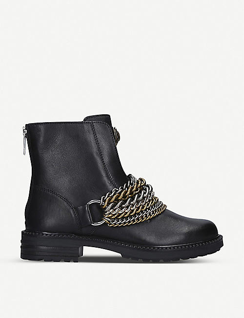 KURT GEIGER LONDON: Stefan chain-embellished leather ankle boots