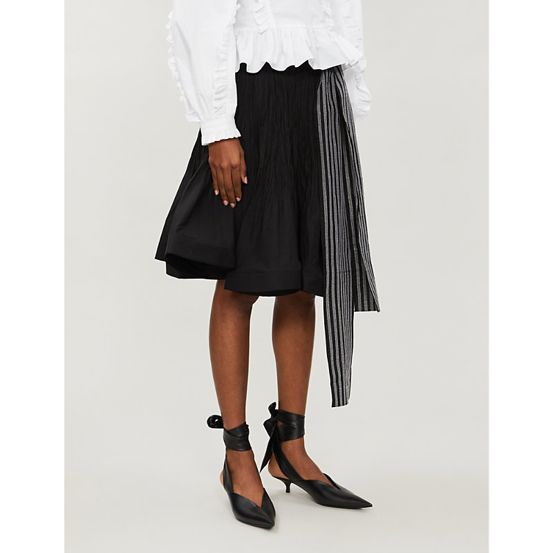 Jw Anderson Belted Pleated Woven Mini Skirt In Black