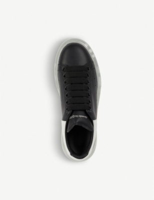 black leather trainers white sole mens
