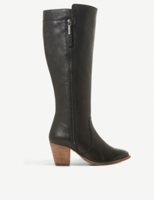 dune black leather knee high boots