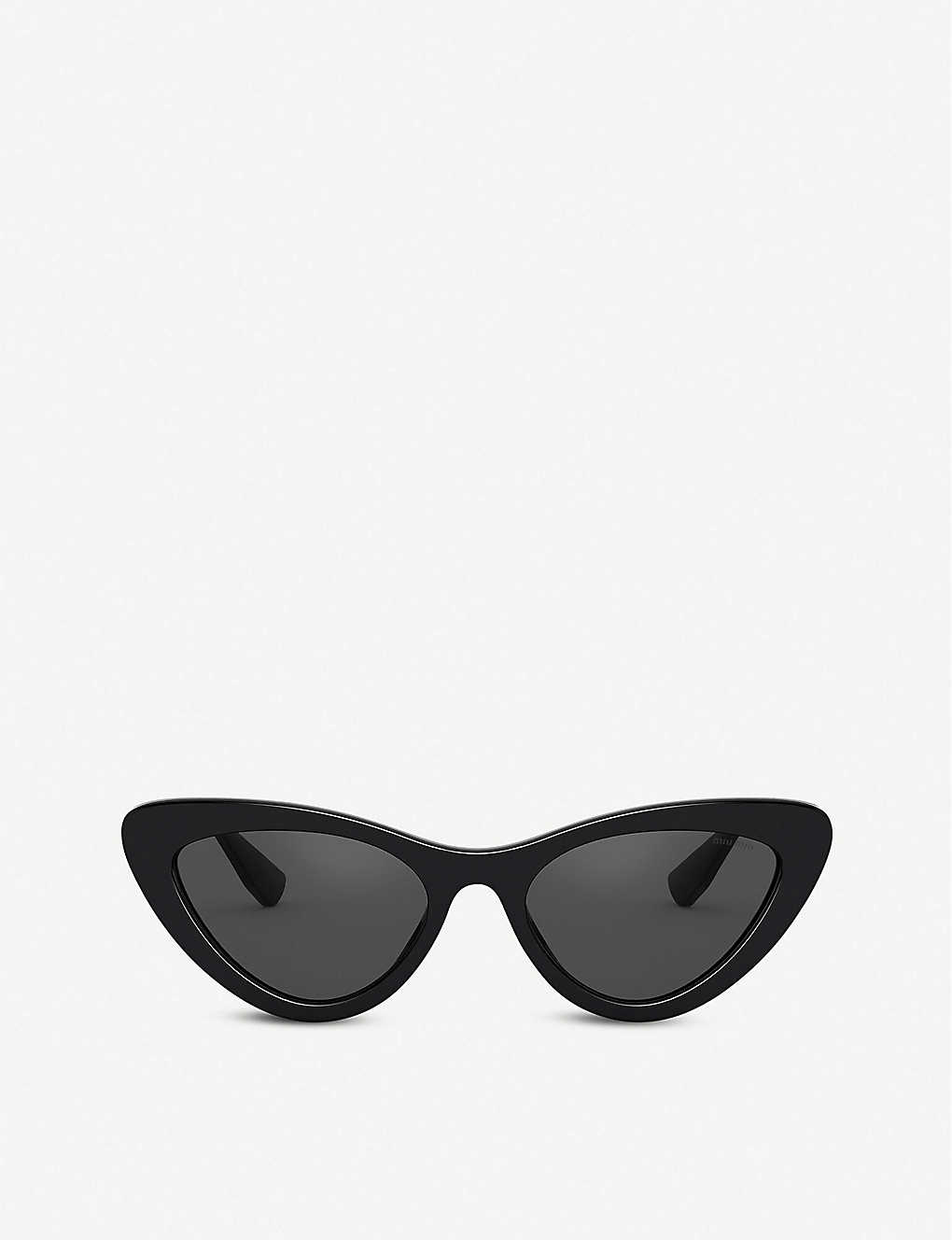 Shop Miu Miu Womens Black Mu 01vs 55 Cat Eye-framed Acetate Sunglasses