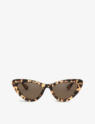 Shop Miu Miu Women's Brown Mu 01vs Cat-eye Sunglasses