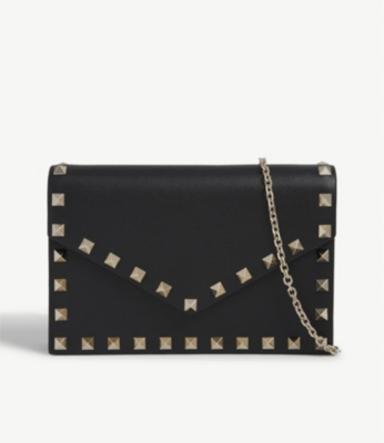 Valentino Garavani Rockstud Pouch Leather Wallet on Chain