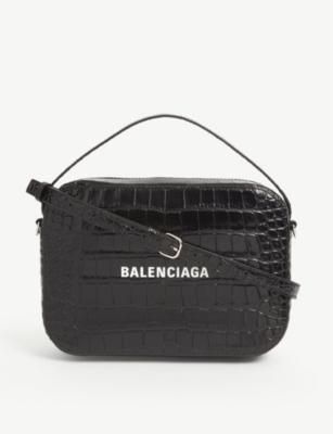 BALENCIAGA - Everyday croc-embossed leather camera bag | Selfridges.com