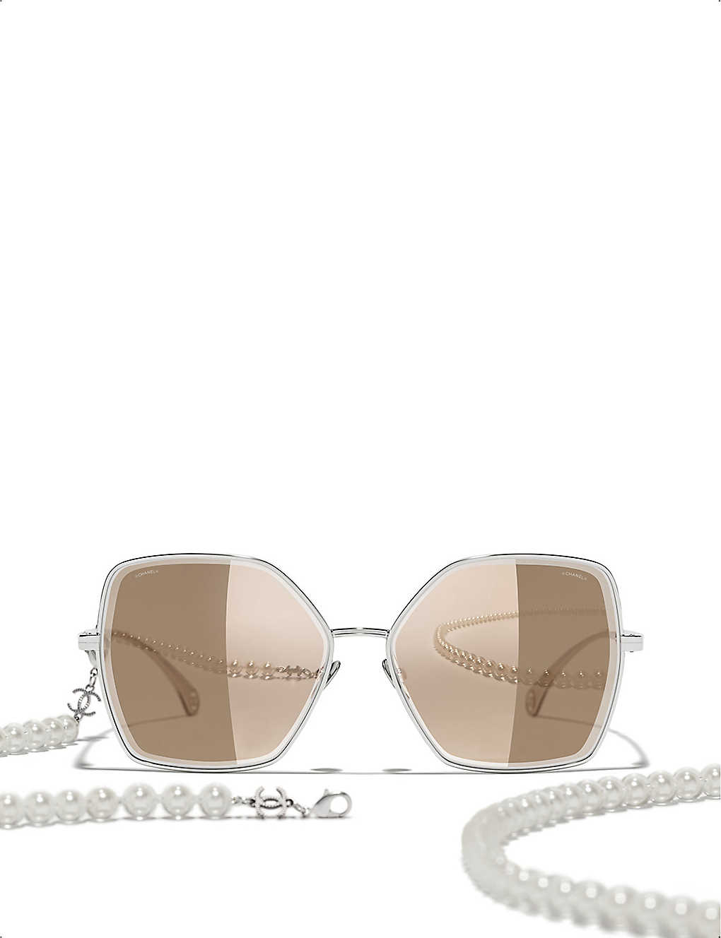 66974 auth CHANEL gold-tone 2020 4262 PEARL NECKLACE BUTTERFLY Sunglasses