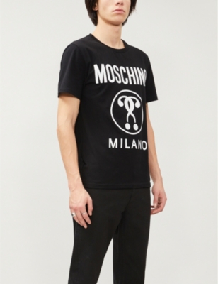 Moschino Logo-print Cotton-jersey T-shirt In Black White