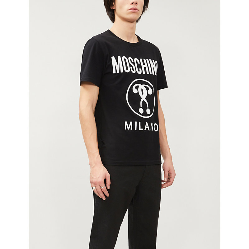 Moschino Logo-print Cotton-jersey T-shirt In Black White
