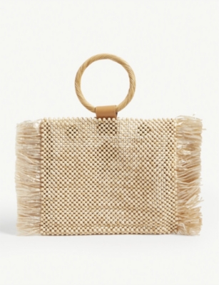 ARANAZ Fin wood and raffia tote Selfridges