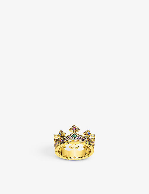 THOMAS SABO: Rebel Kingdom 18ct yellow gold-plated sterling-silver and crystal ring