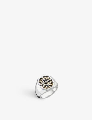 Thomas Sabo Women's Compass 18ct Yellow Gold-plated, Sterling-silver And Zirconia Signet Ring In Multi-coloured