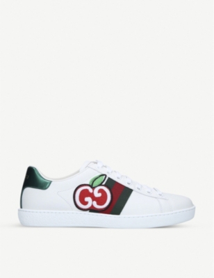 GUCCI: New Ace apple-print leather trainers