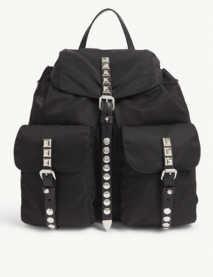 prada studded nylon backpack