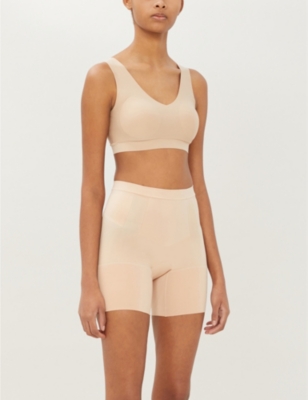 Spanx Oncore Mid-thigh Shorts In Soft Nude (beige)