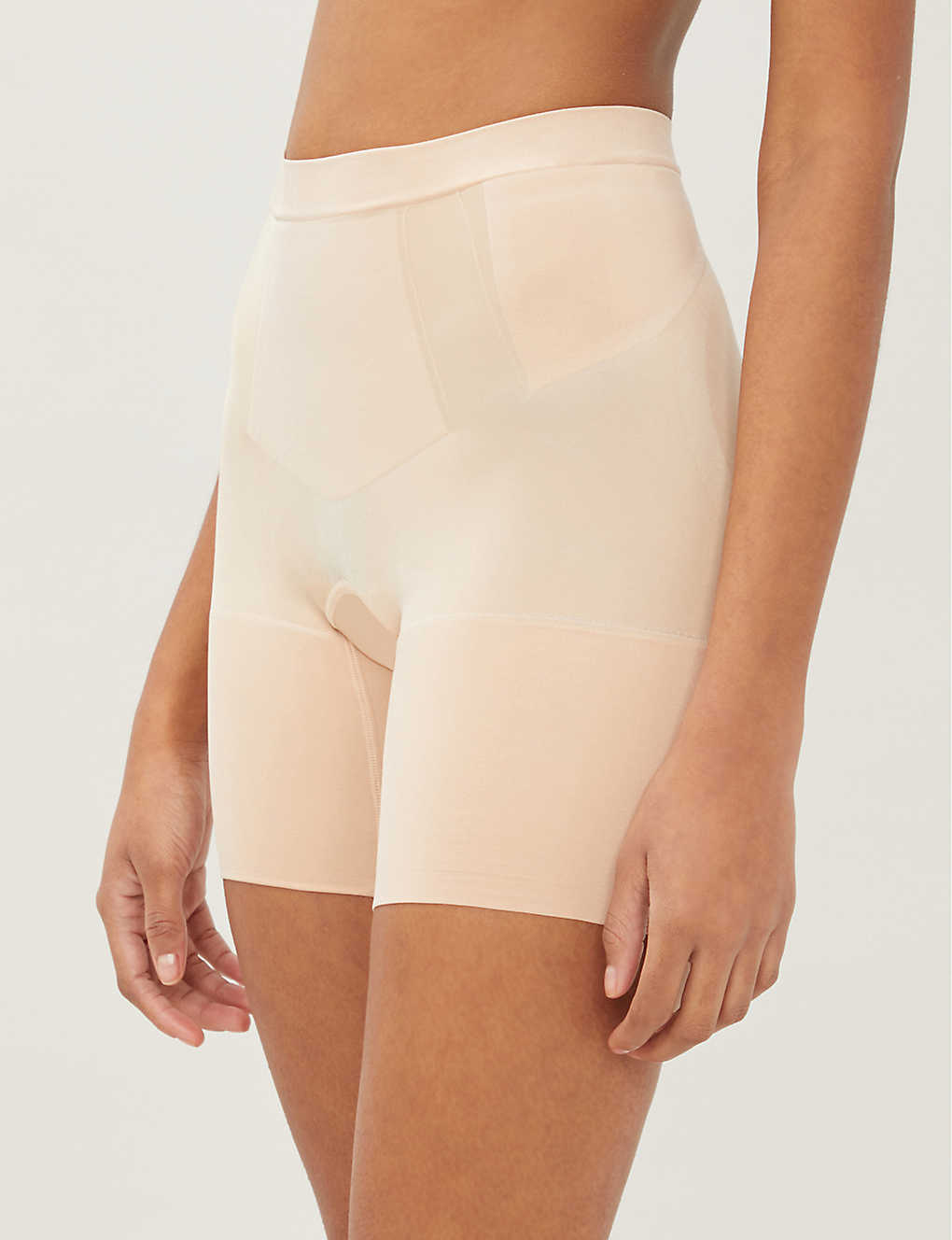 Spanx Oncore Mid-thigh Shorts In Soft Nude (beige)