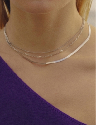 MARIA BLACK: Mio white rhodium-plated 925 sterling-silver chain