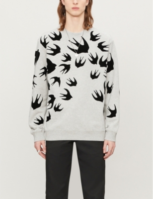 MCQ ALEXANDER MCQUEEN Bird print crewneck cotton jersey jumper